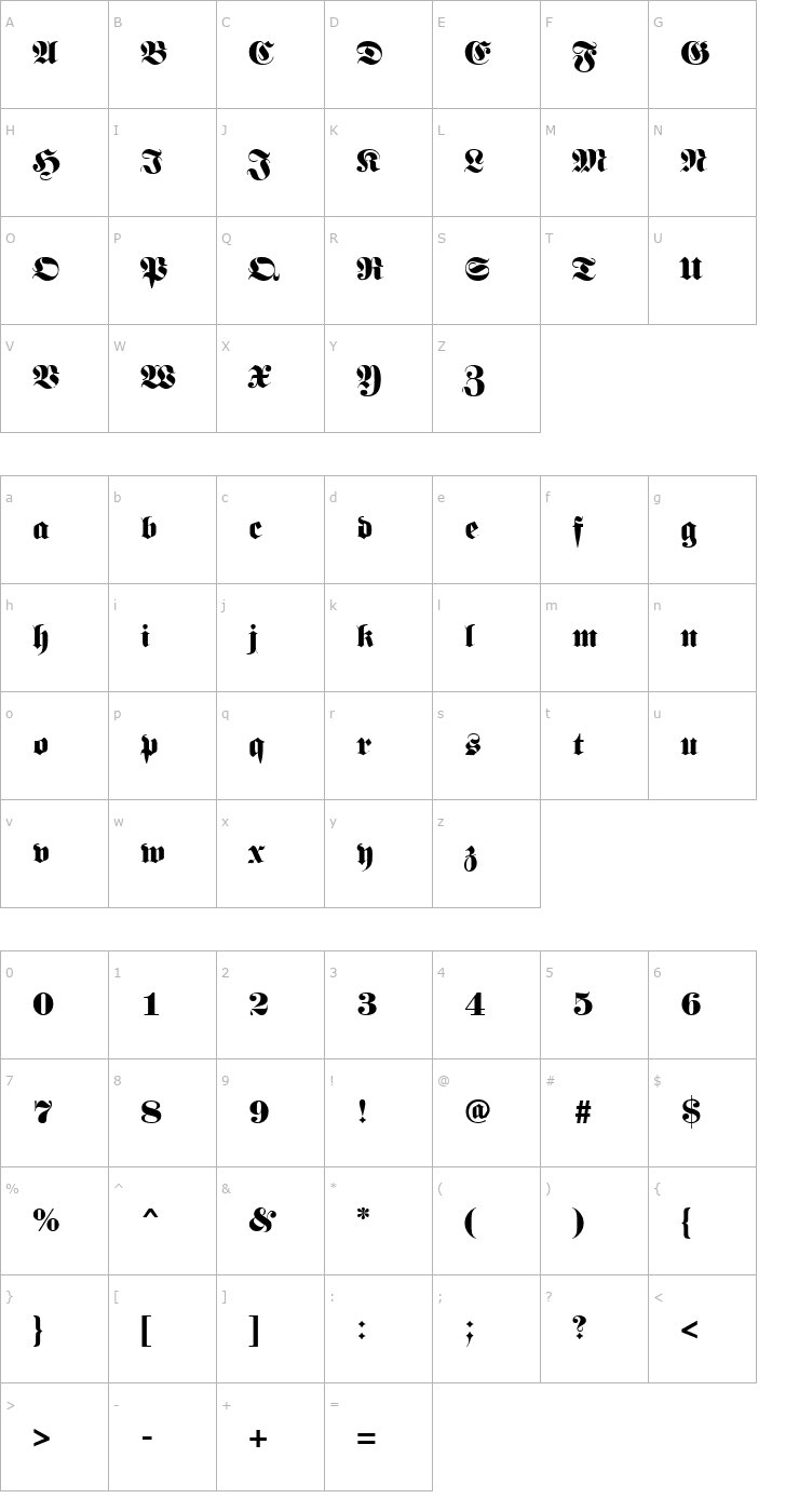 Character Map Luftwaffe Regular Font