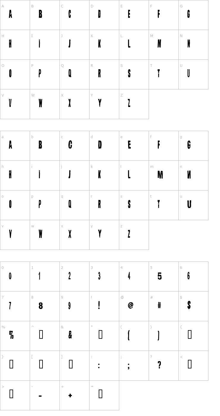 Character Map Lugosi Font
