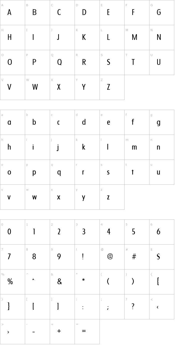 Character Map LuisBecker Font