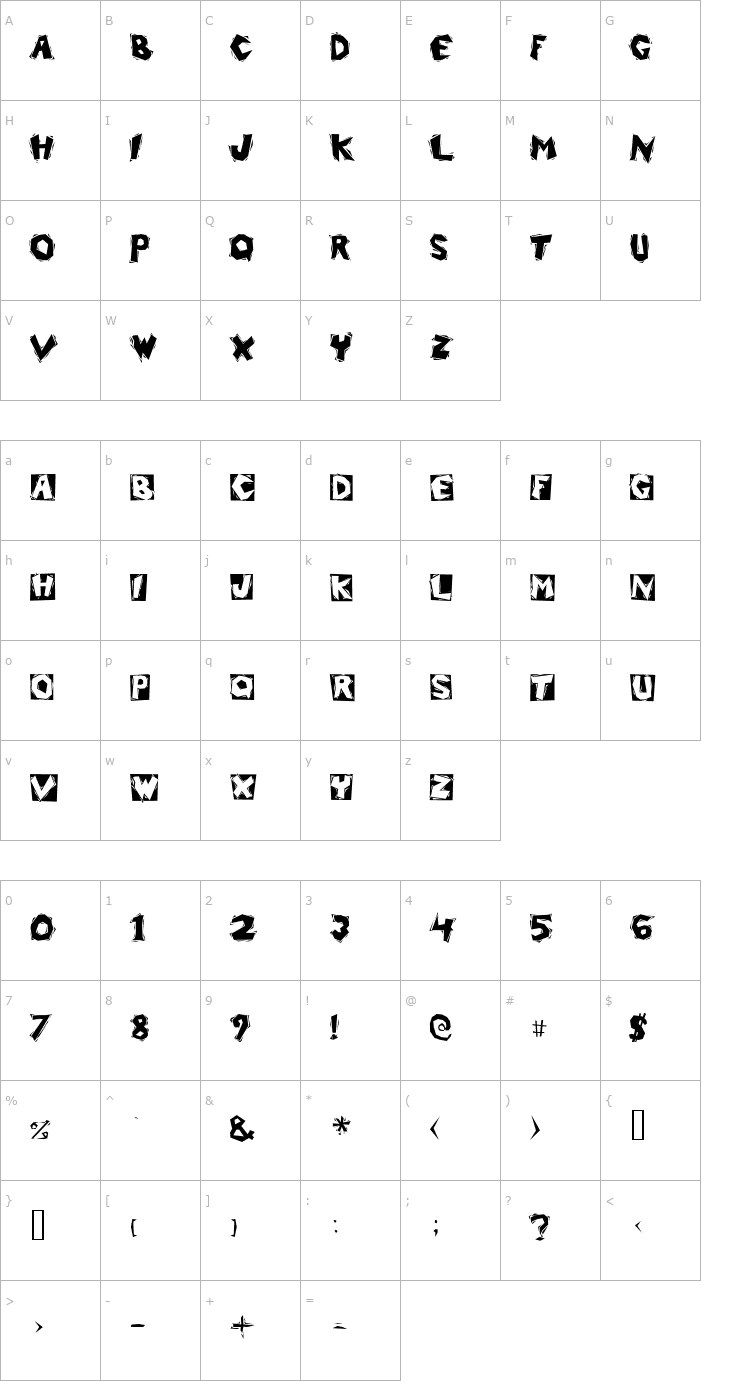 Character Map Lumberjack Boxed Lunch Font
