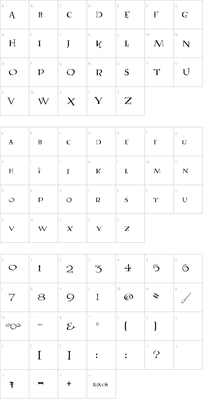 Character Map Lumos Font