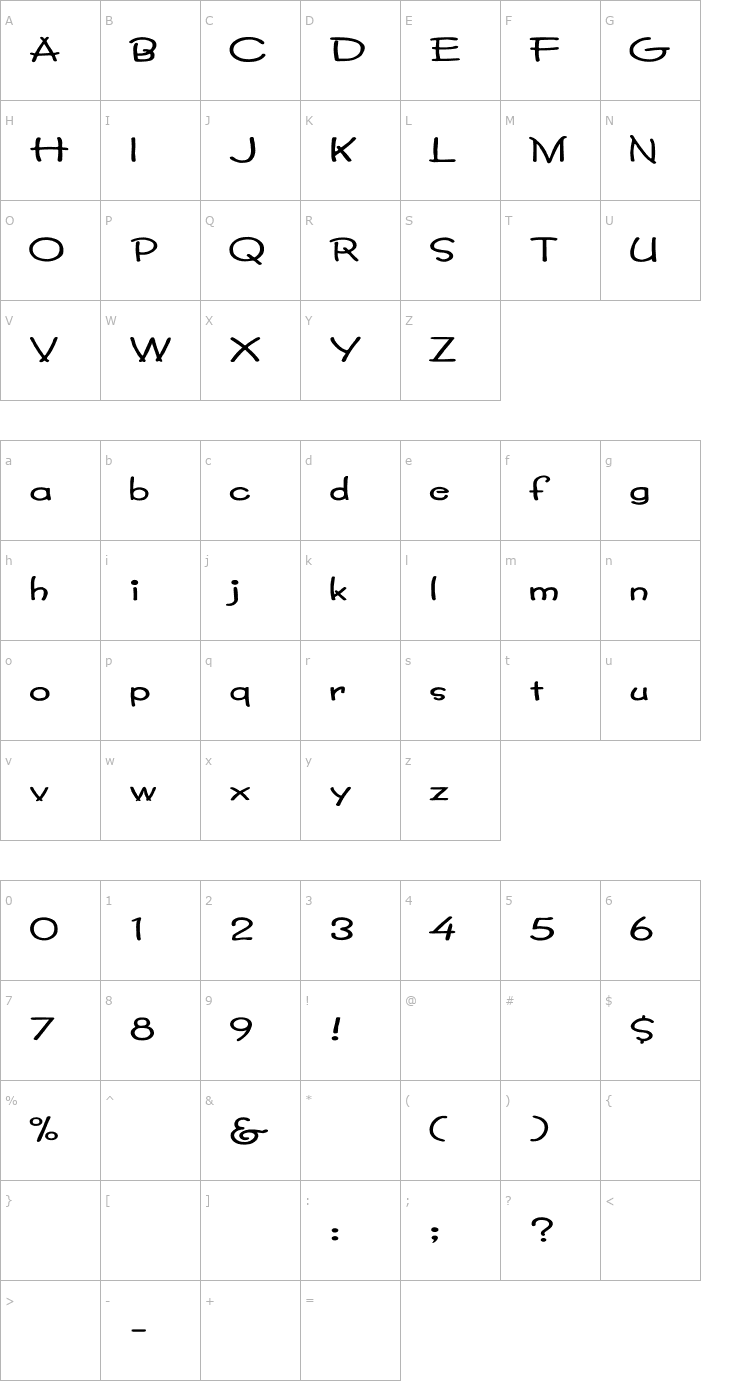 Character Map Lumparsky Ex Font