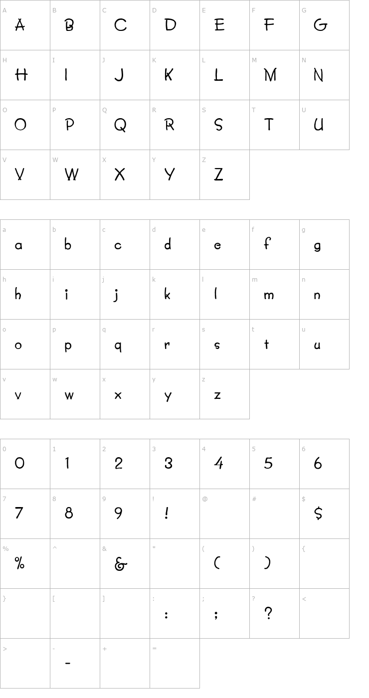 Character Map Lumparsky Font