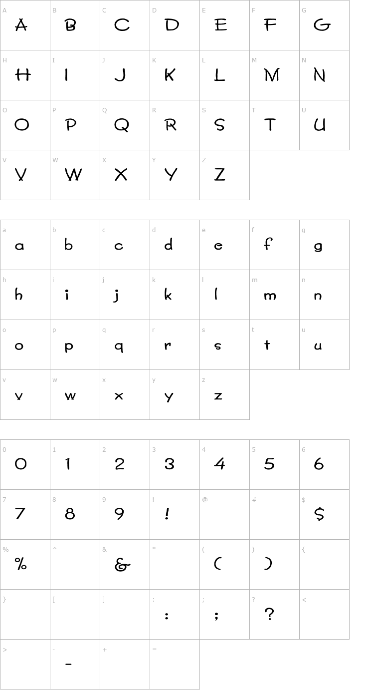 Character Map Lumparsky Wd Font