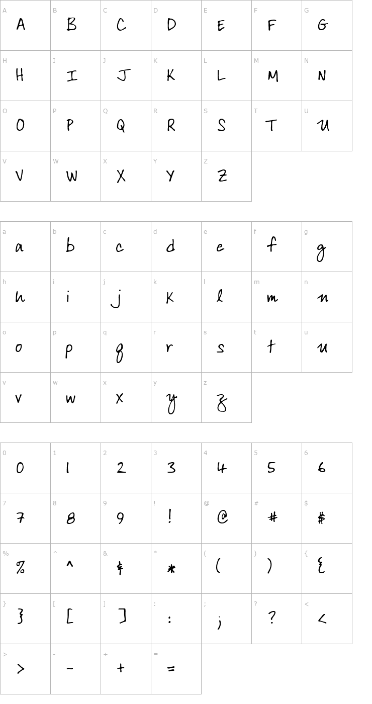 Character Map Lumpy Regular Font