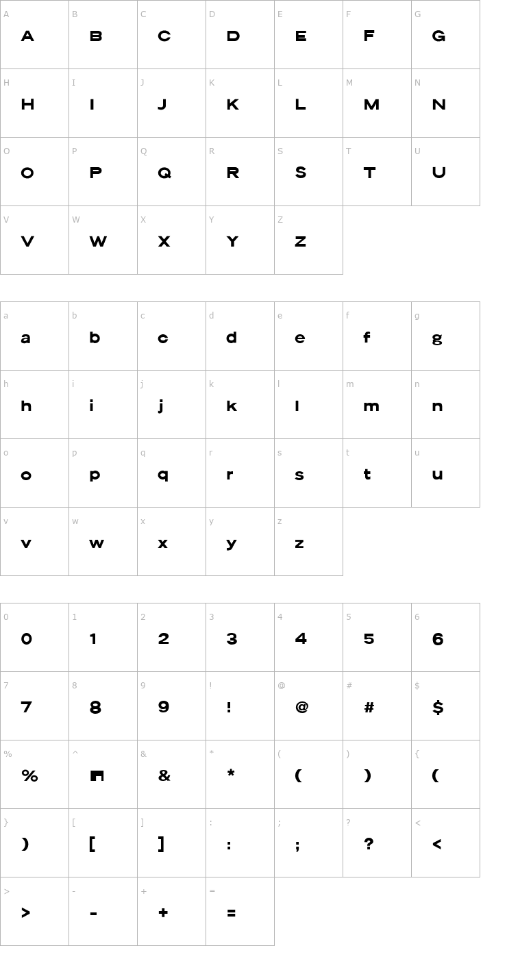 Character Map LunarOrbiter Font