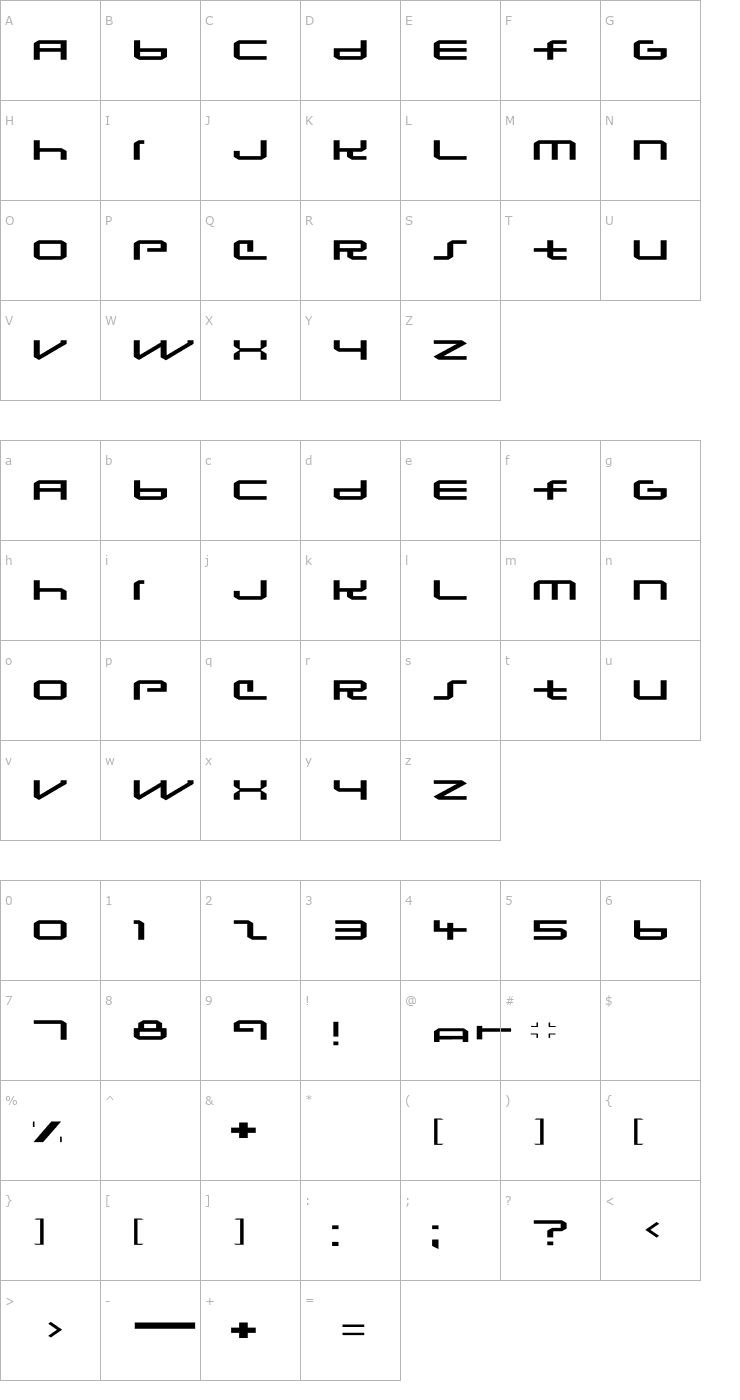 Character Map Lunasequent Font