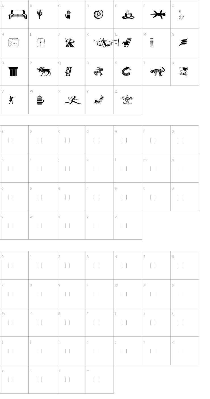 Character Map Lunchboxdingbats-regular Font