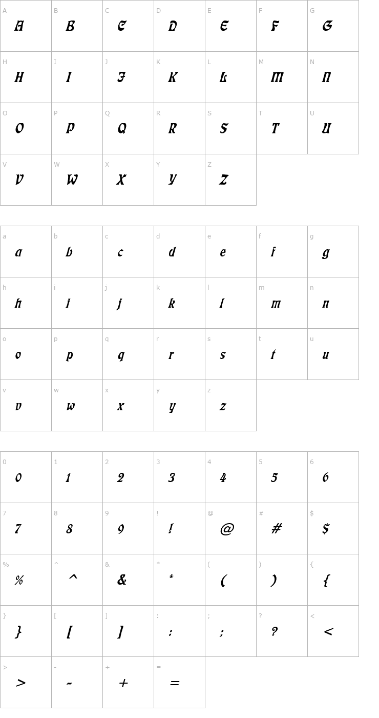 Character Map Lushlife Italic Font