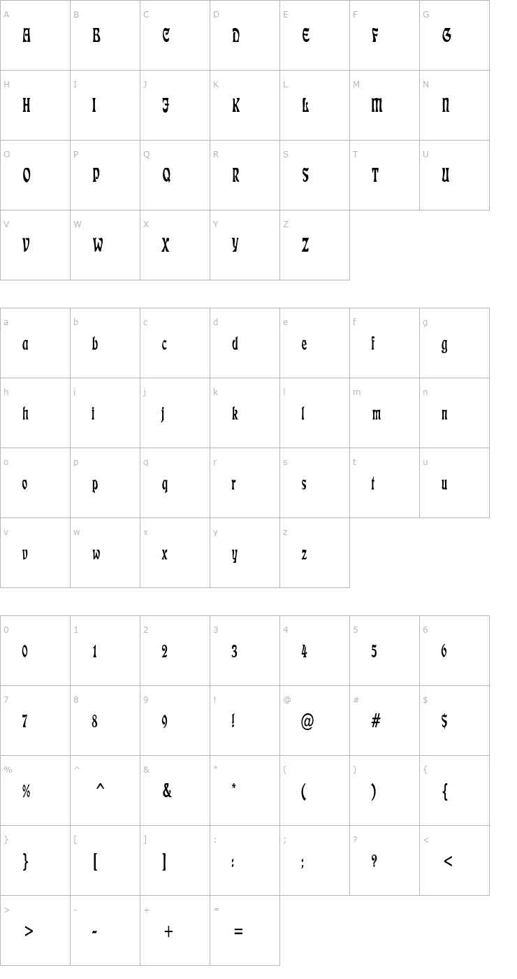 Character Map LushlifeCondensed Font