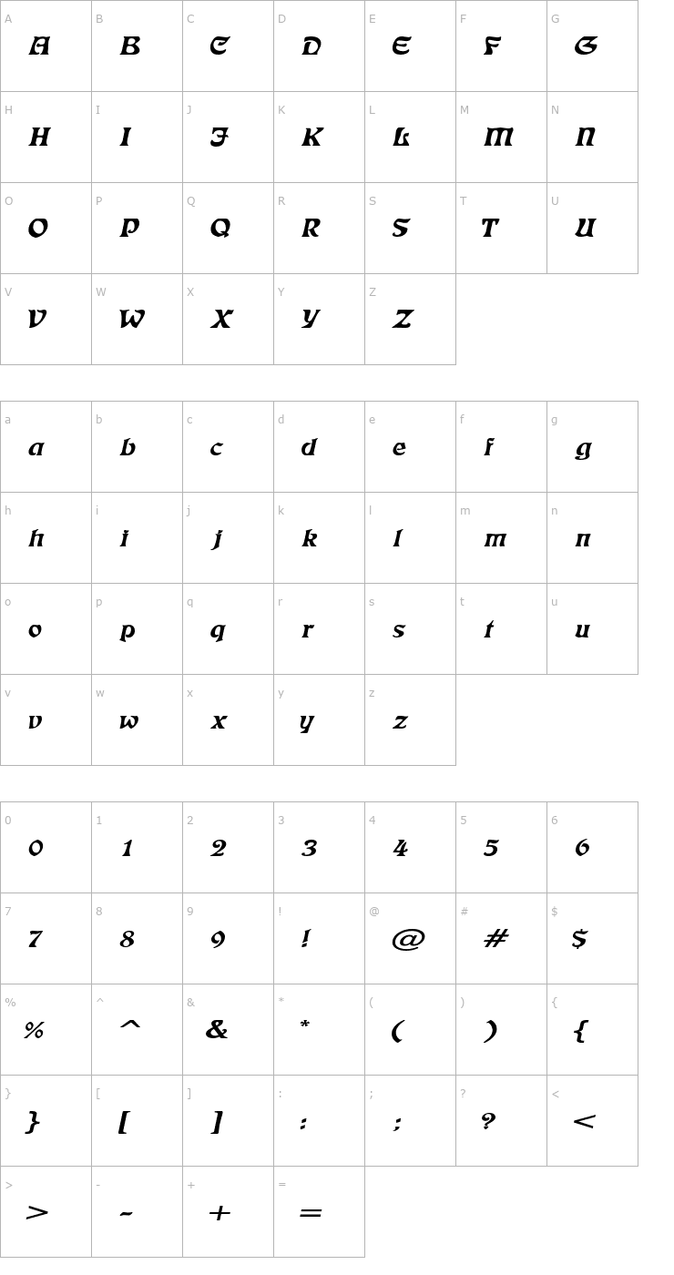 Character Map LushlifeExtended Italic Font