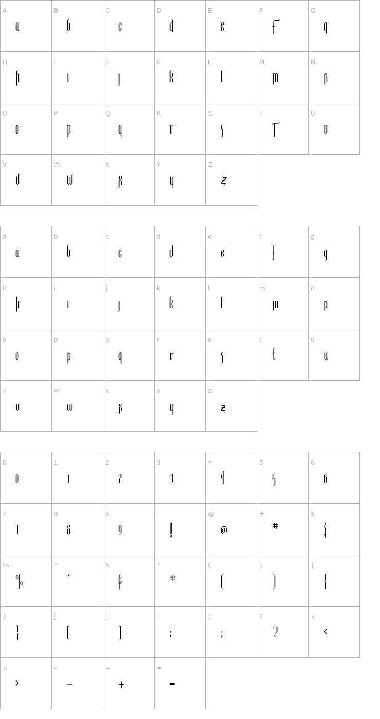 Character Map Luxembourg Font