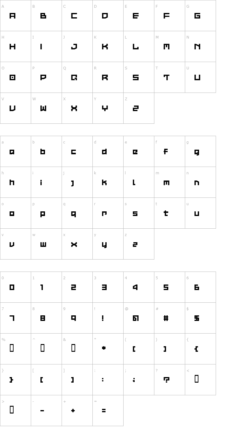 Character Map LVDC Common2 Font