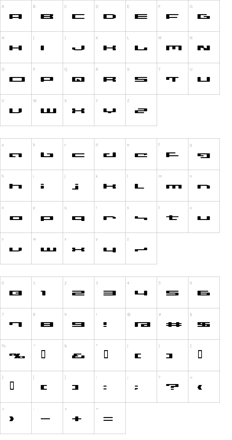 Character Map LVDC Disco02 Font