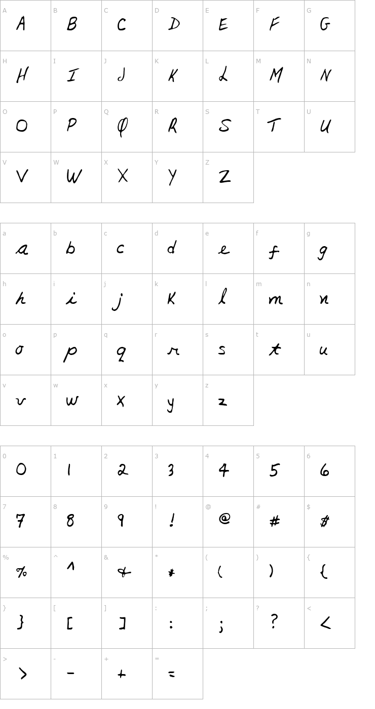 Character Map Lynne Regular Font