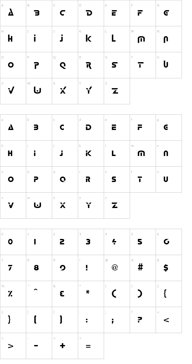 Character Map Lynz Regular Font