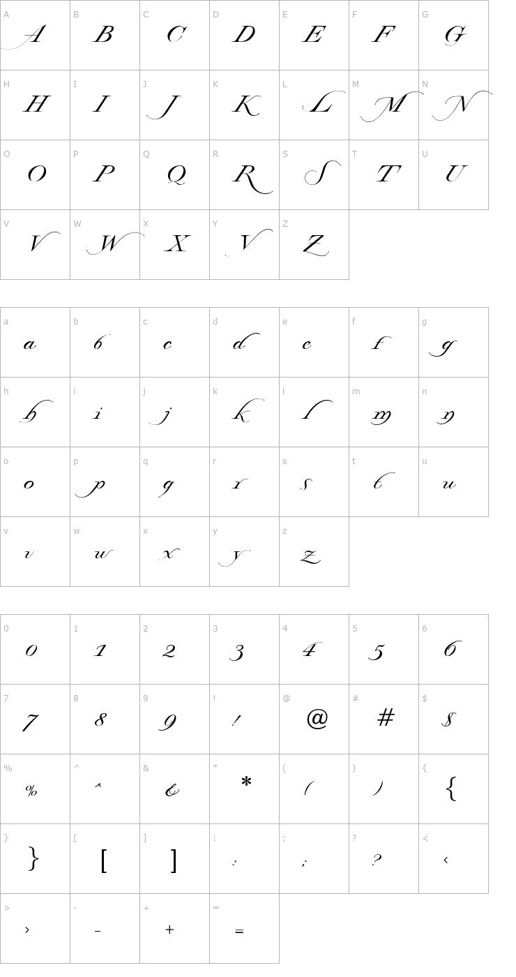 Character Map Lysandria Font