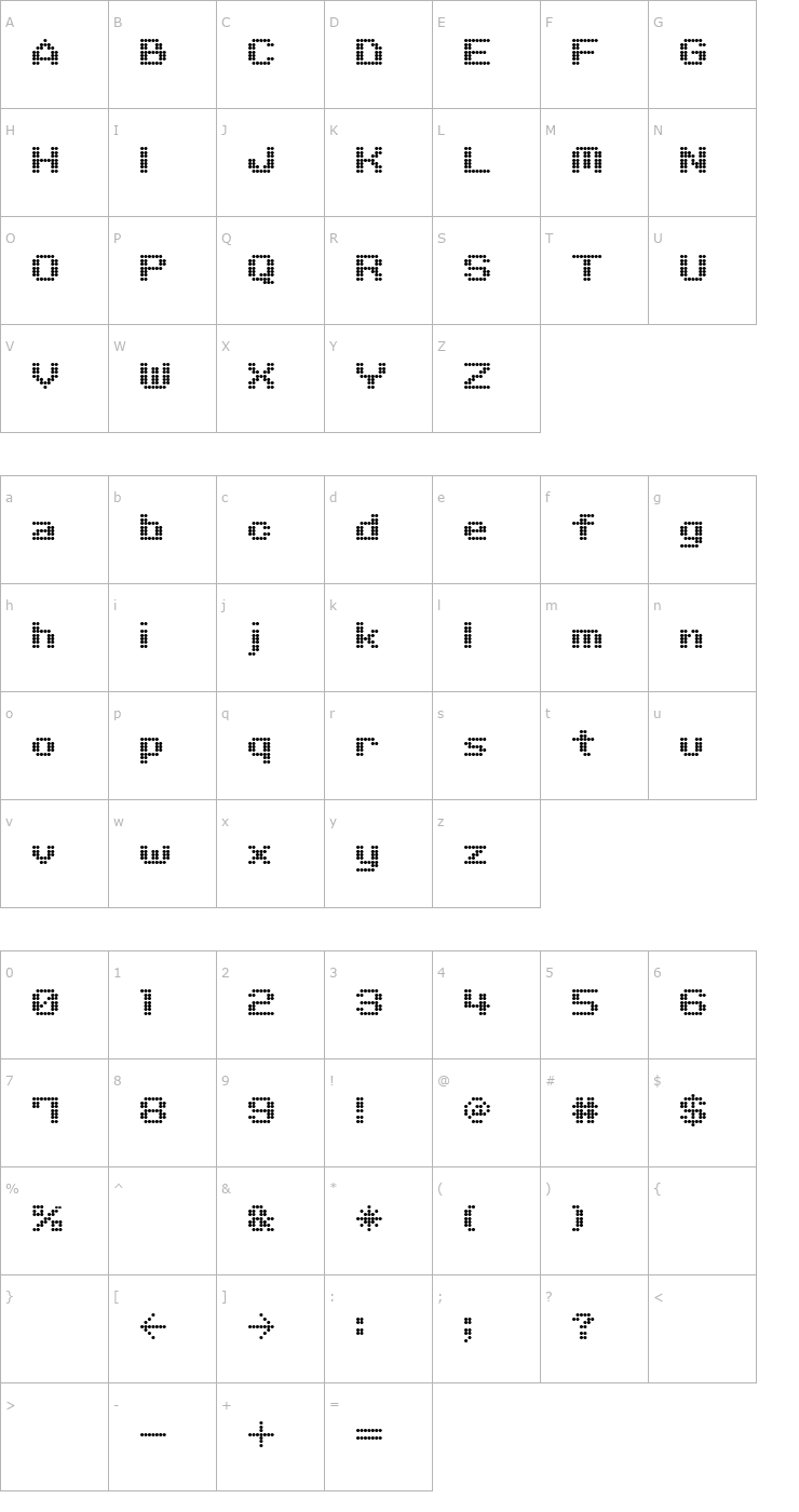 Character Map M06 Quadra Font