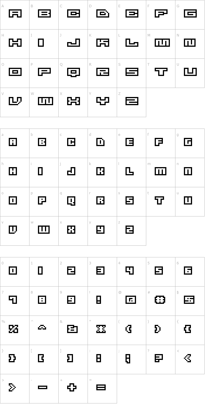 Character Map M47_FIRE WIRE Font