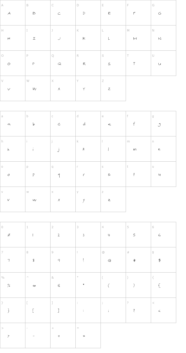 Character Map MA Brownie tOO Font