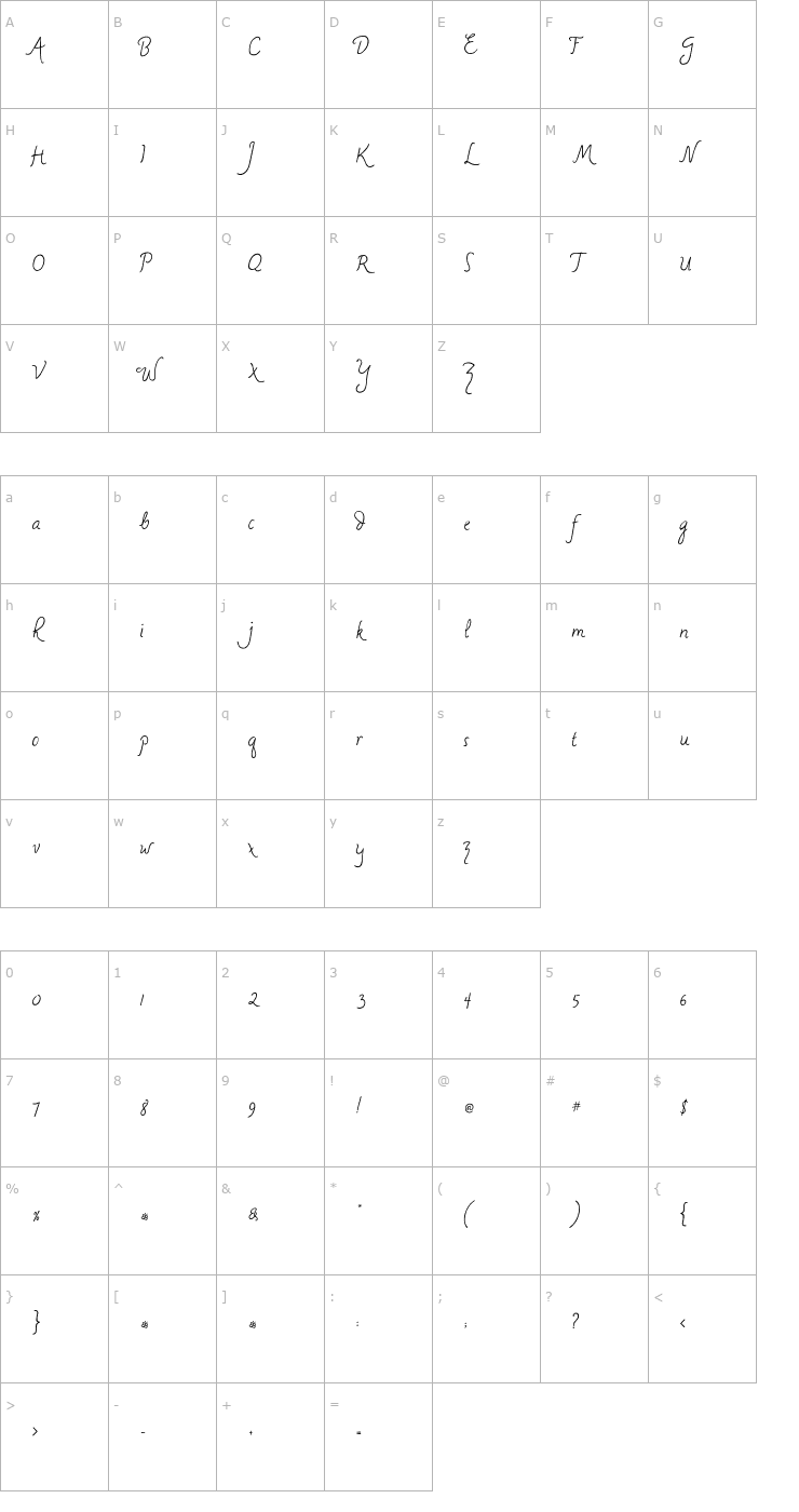 Character Map MA Simple Pleasure Font