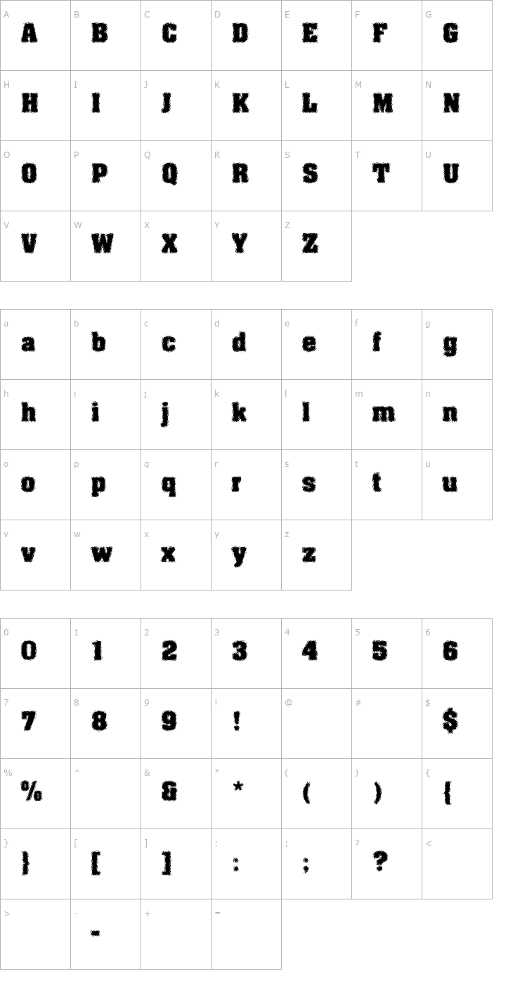 Character Map Machauer Glas Font