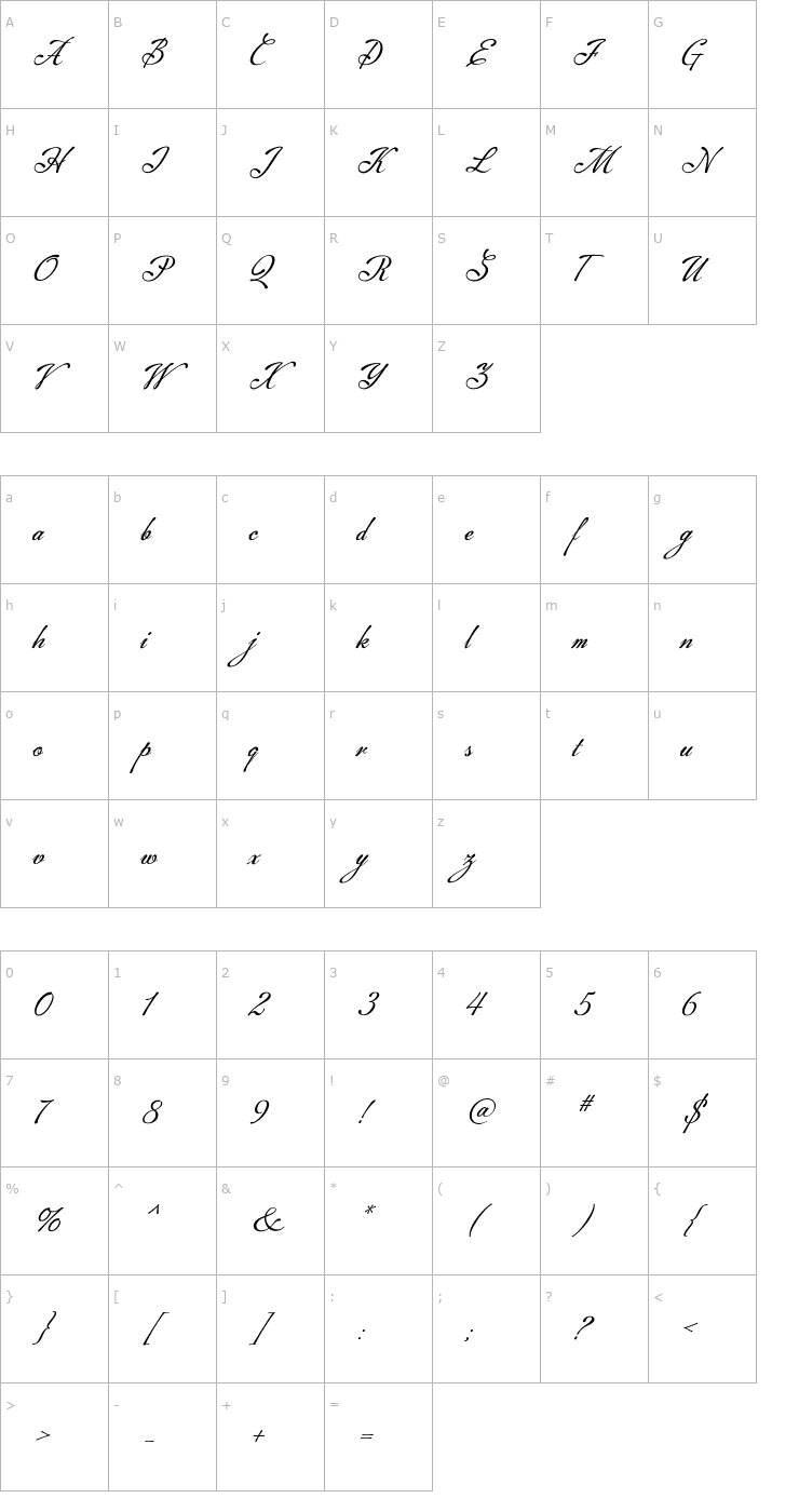 Character Map Machia Font