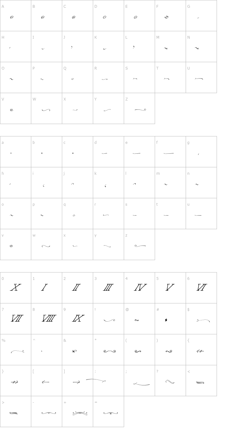 Character Map MachiaXtraTwo Font