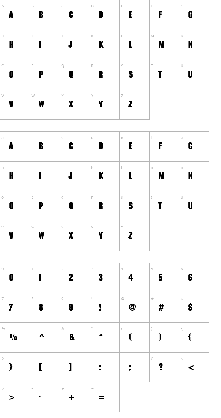 Character Map MachineStd-Bold Font