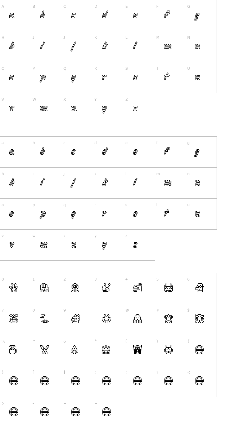Character Map macrodigi Font