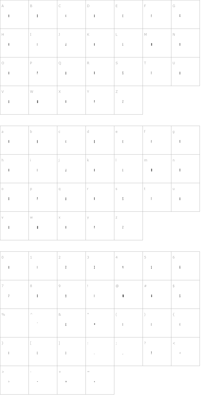 Character Map MacroscopicE Font