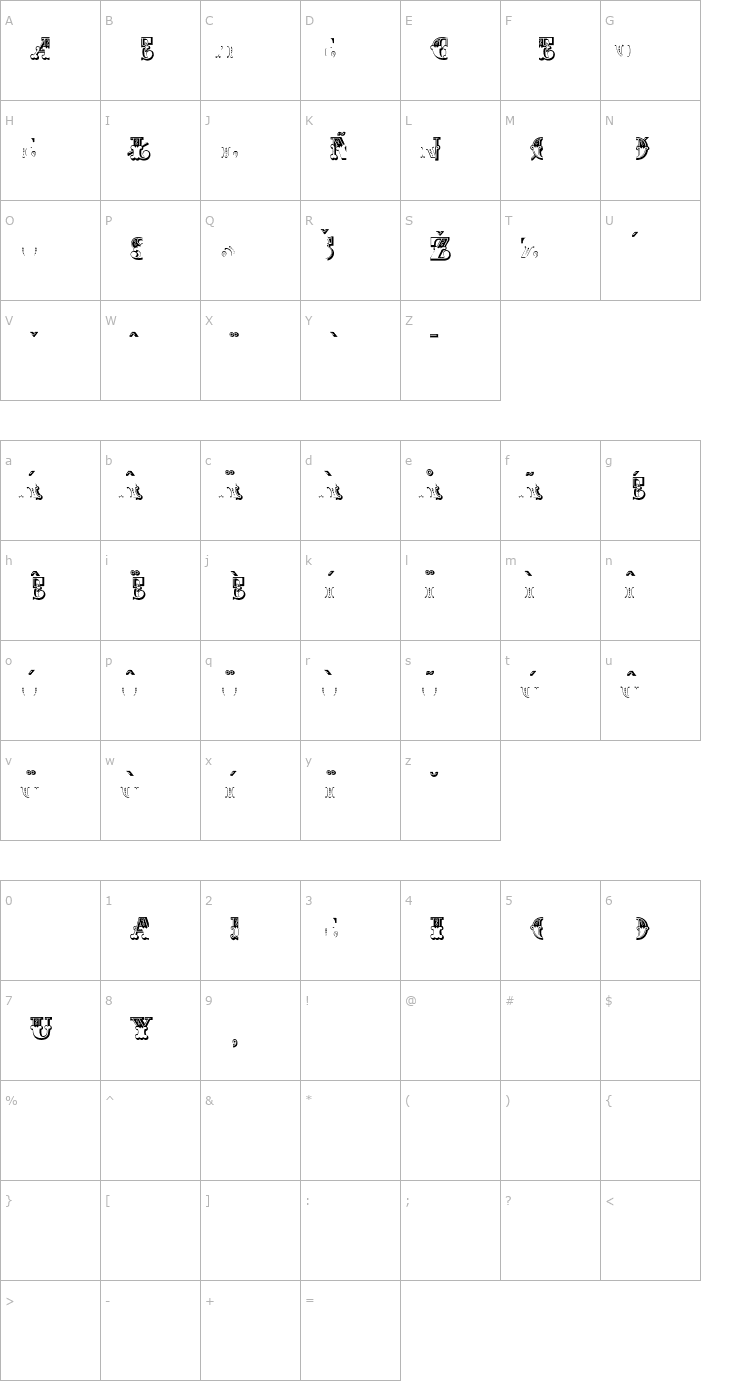 Character Map Madame Accents Font