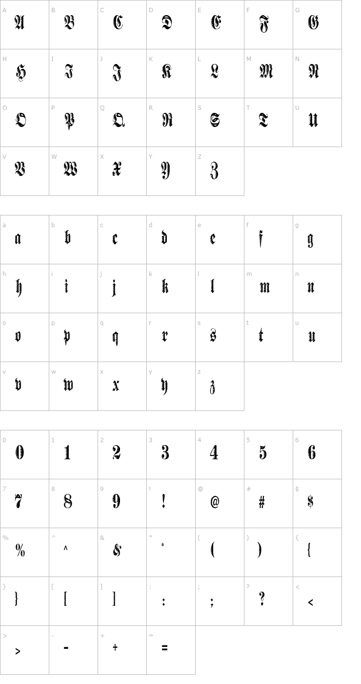 Character Map Made Font