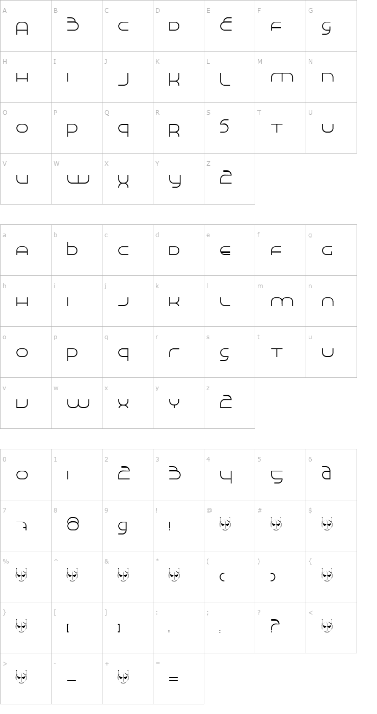 Character Map Made in Space Font