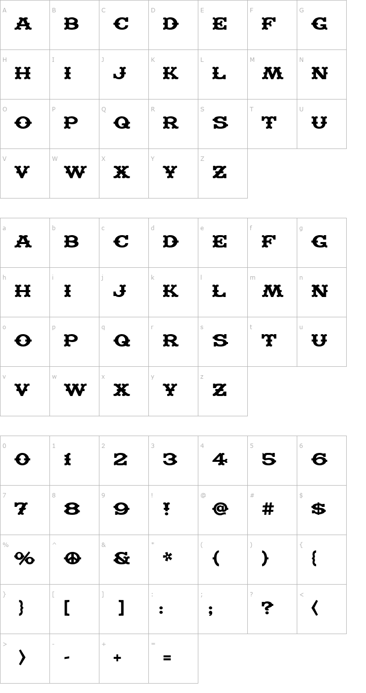 Character Map Madfont Bars Font