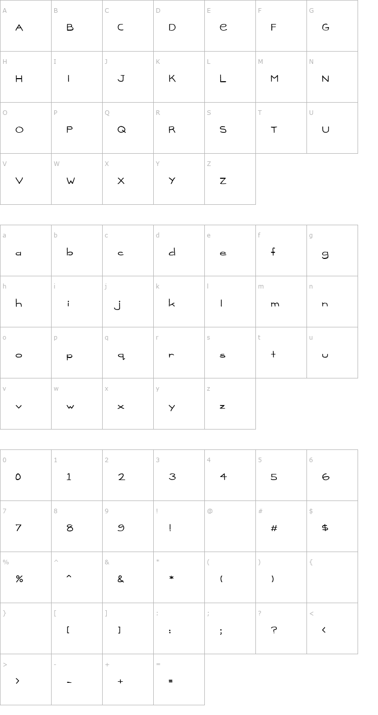 Character Map Madison Font