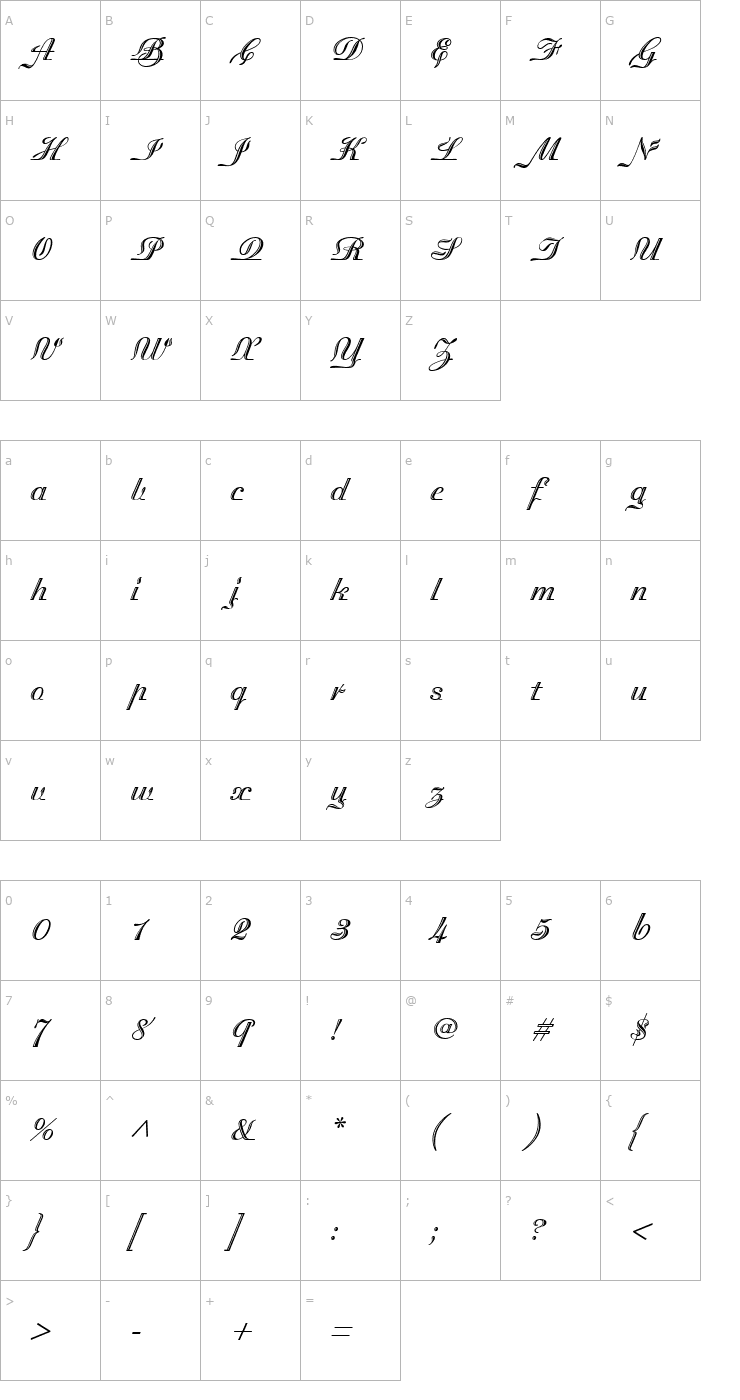 Character Map Madisonian Engraved Font