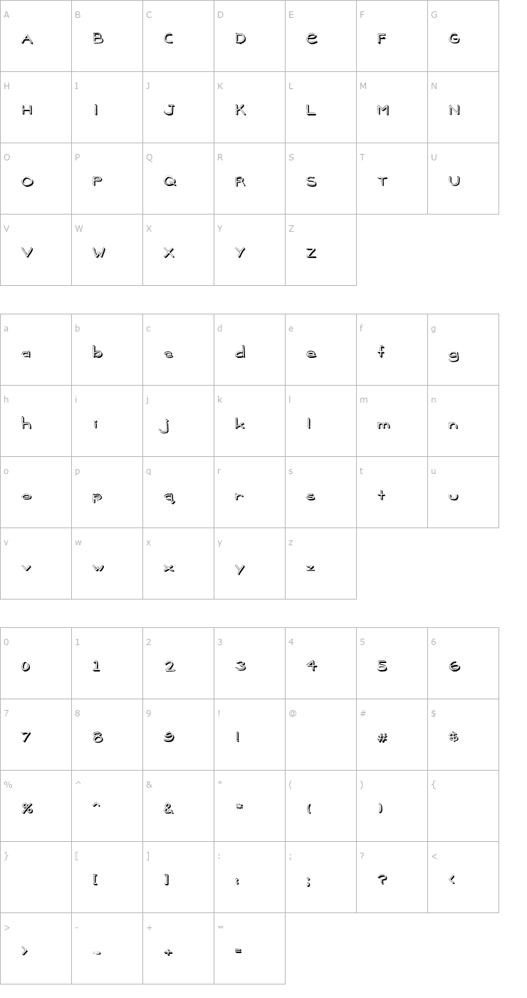 Character Map MadisonShadowed Font