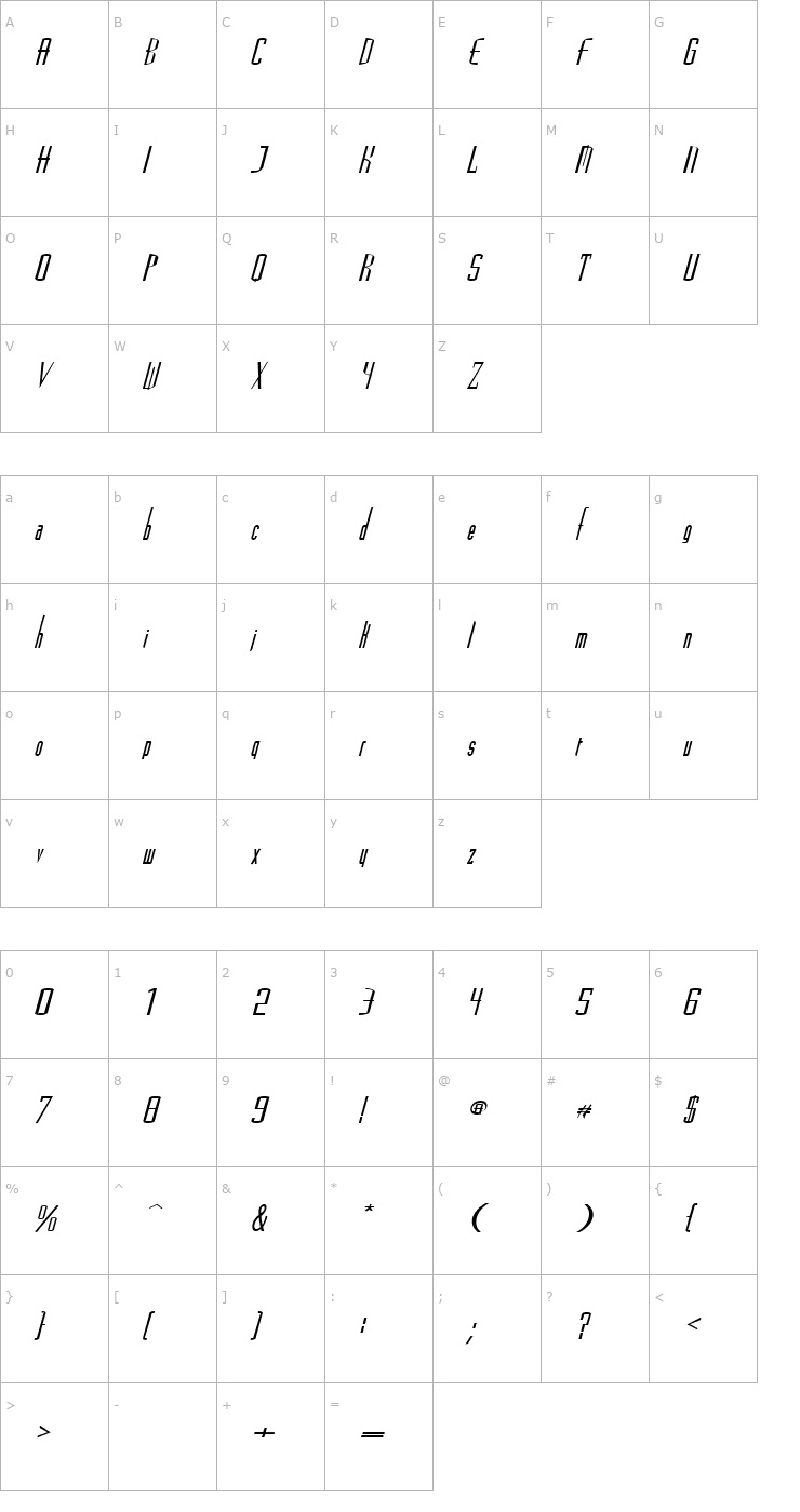 Character Map Madrid Regular Font