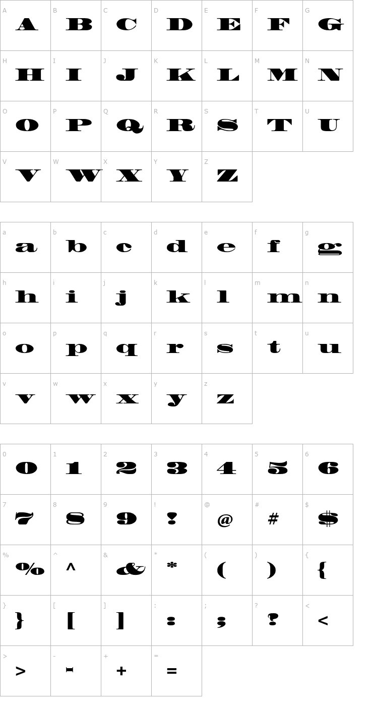 Character Map MadroneStd Font