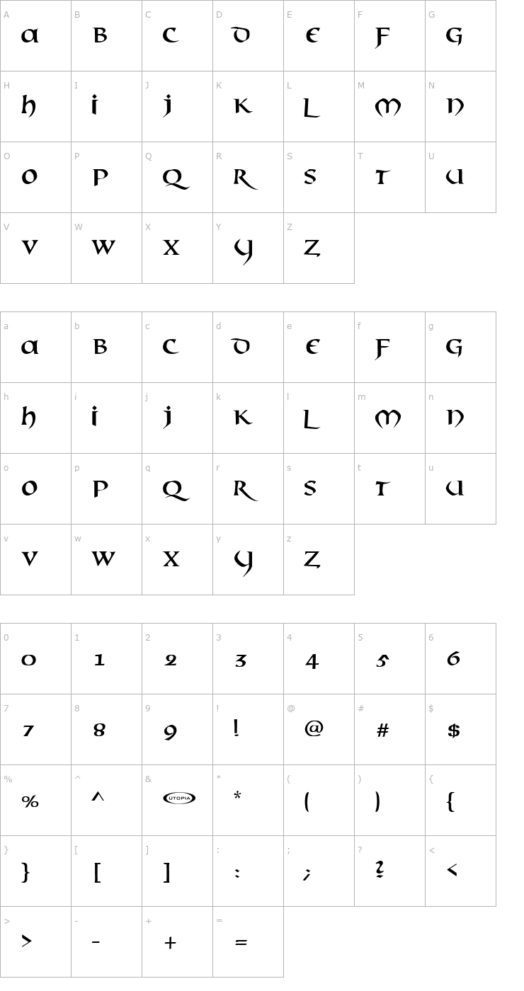 Character Map Mael Font