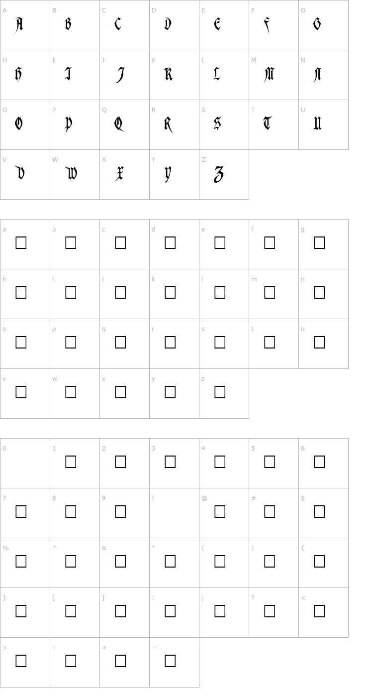 Character Map Magdalena Regular Font