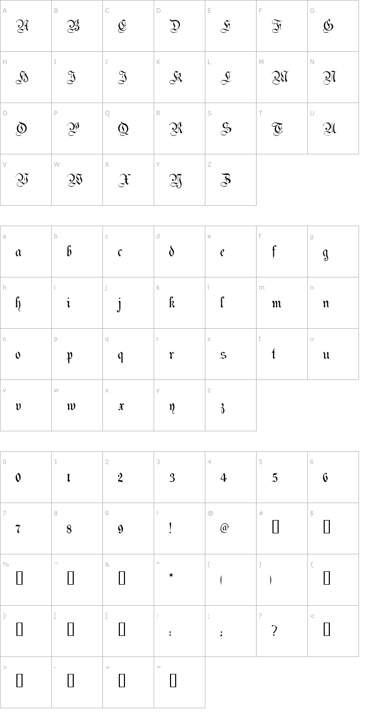 Character Map Magdeburg Font
