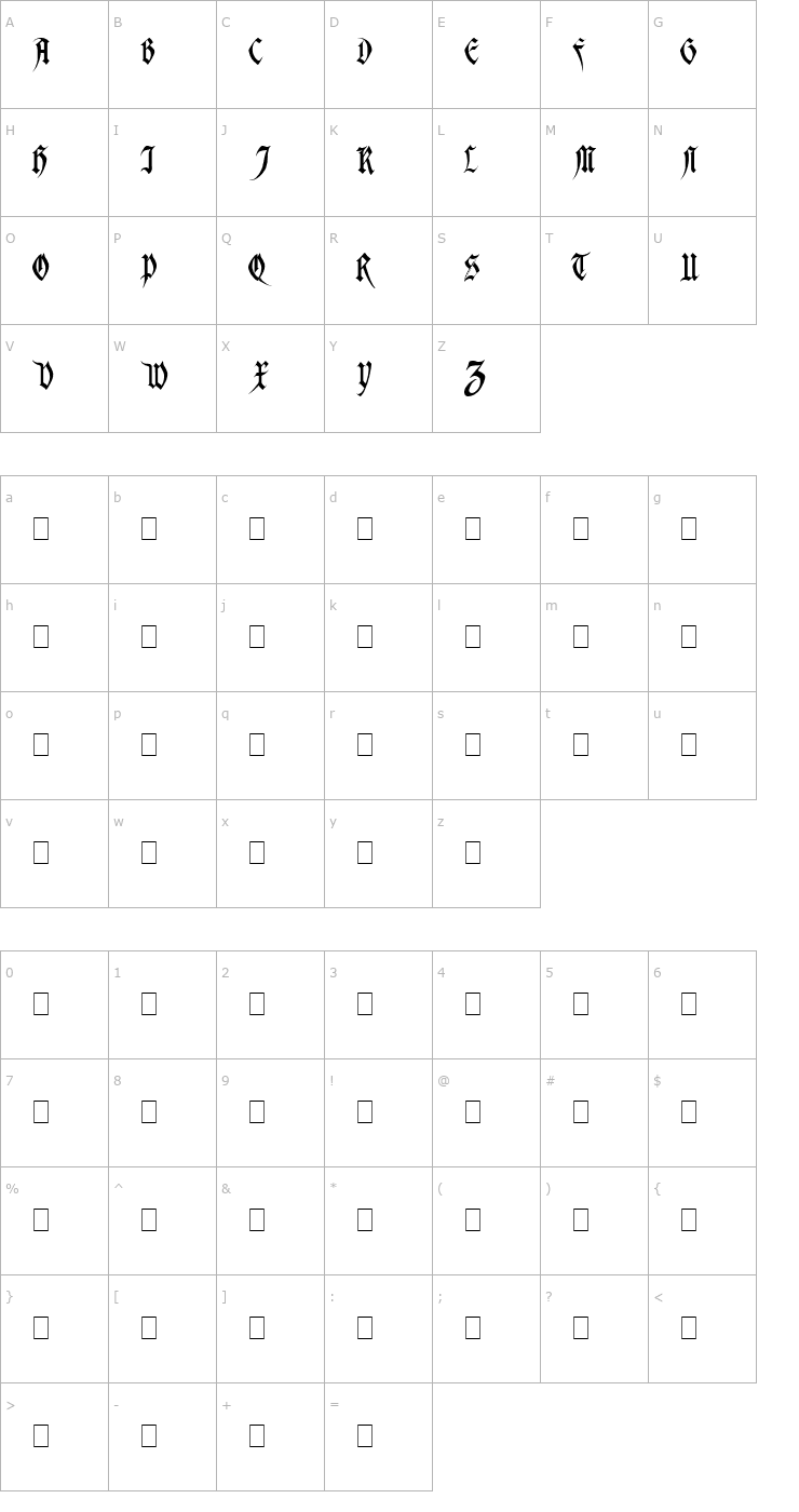 Character Map Magdelena Plain Font