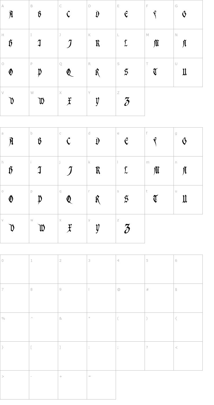 Character Map Magdelena Regular Font