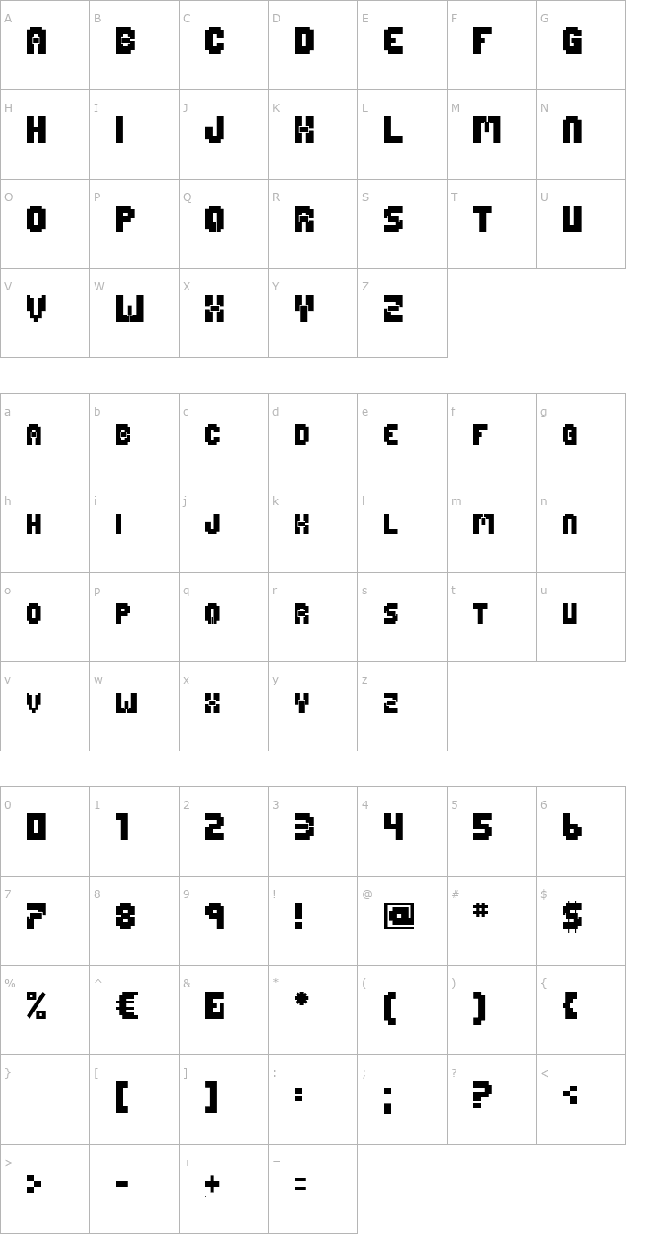 Character Map Mage 1999 Font