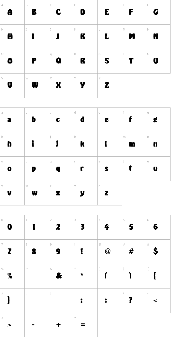 Character Map MaggieBecker-ExtraBold Font