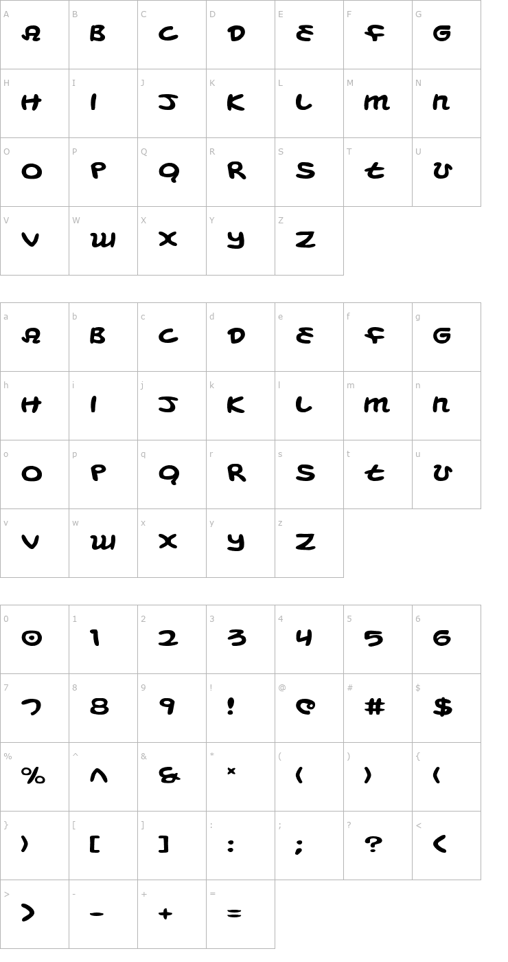 Character Map Magic Beans Expanded Font