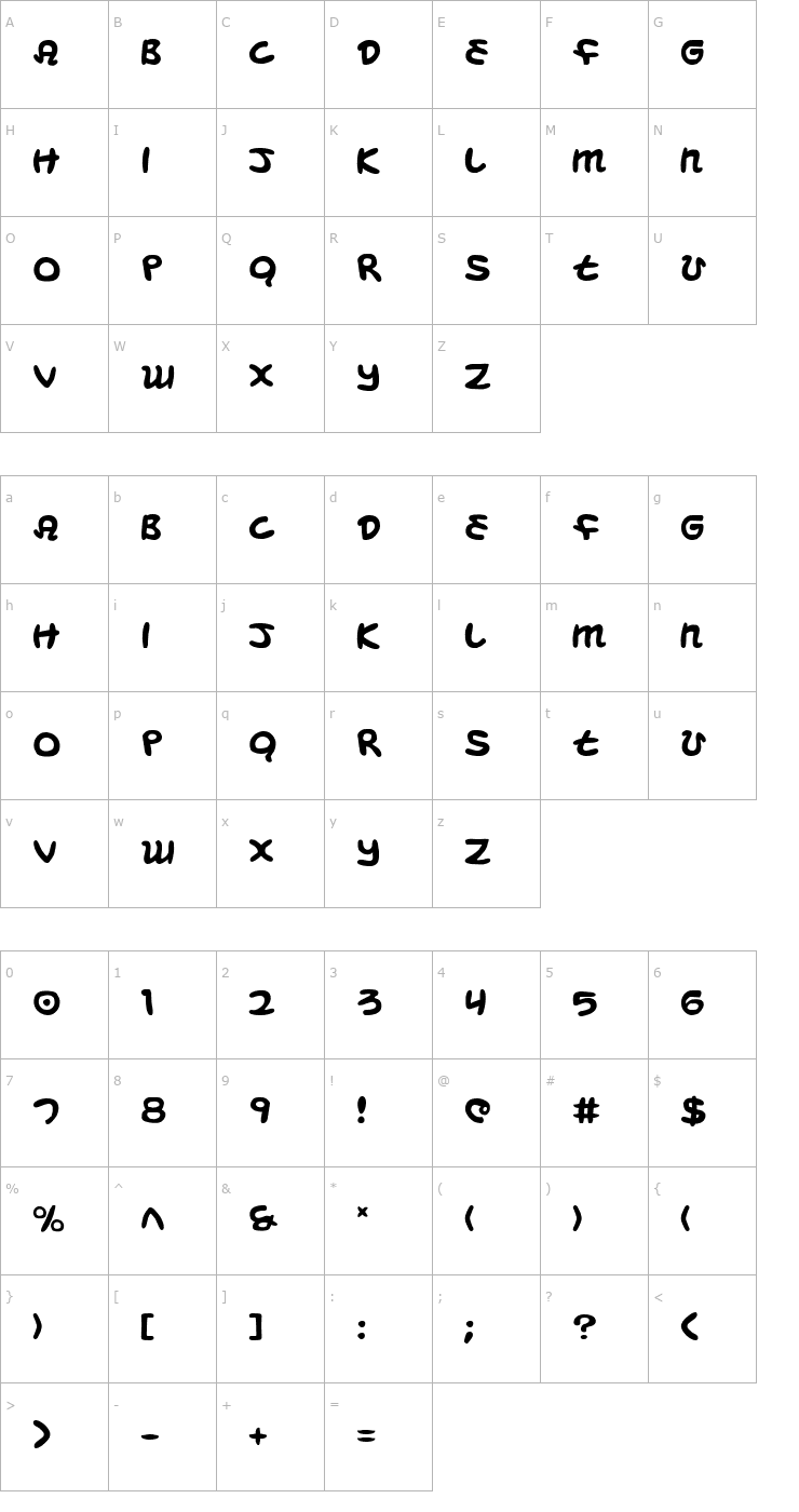 Character Map Magic Beans Font