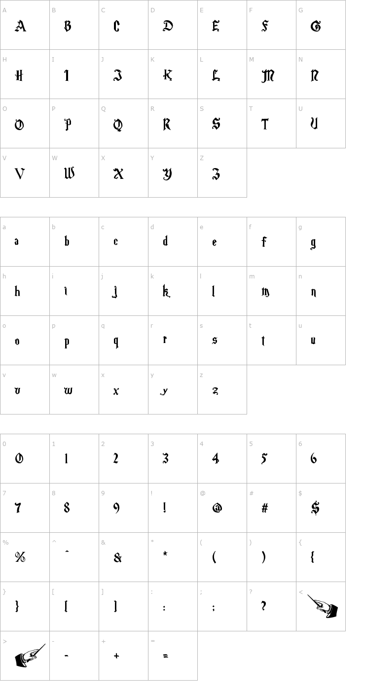 Character Map Magic School One Font